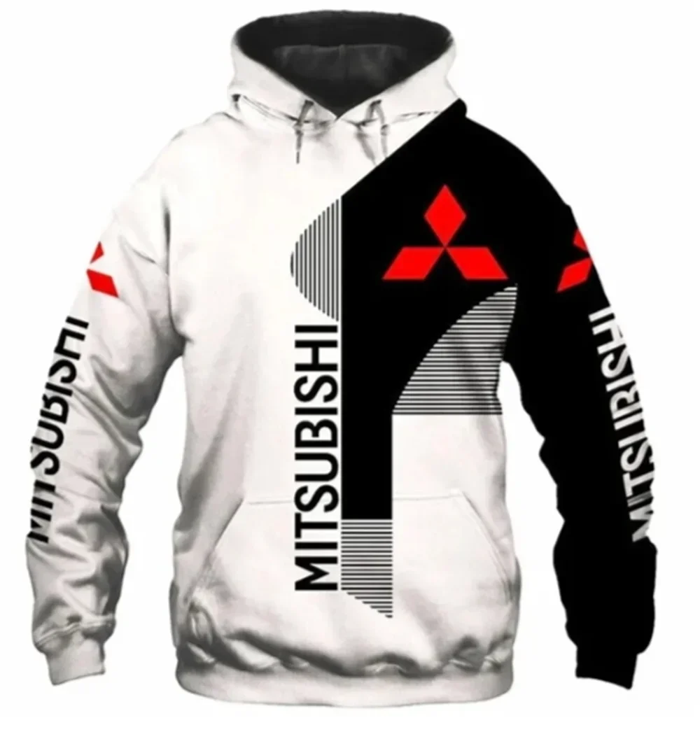 

2024 Spring and Autumn Mitsubishi Automobile Men's 3D printed hoodie and zippered sports casual oversized top