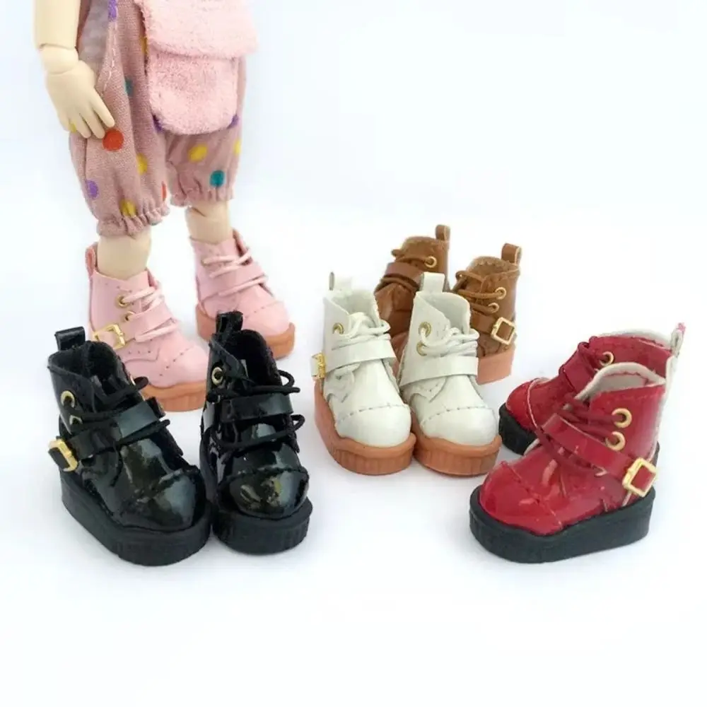 Cute PU Leather OB11 Doll Shoes Lovely Casual High-top 1/12 Bjd Doll Boots Mini 1/12 Bjd Doll Leather Shoes