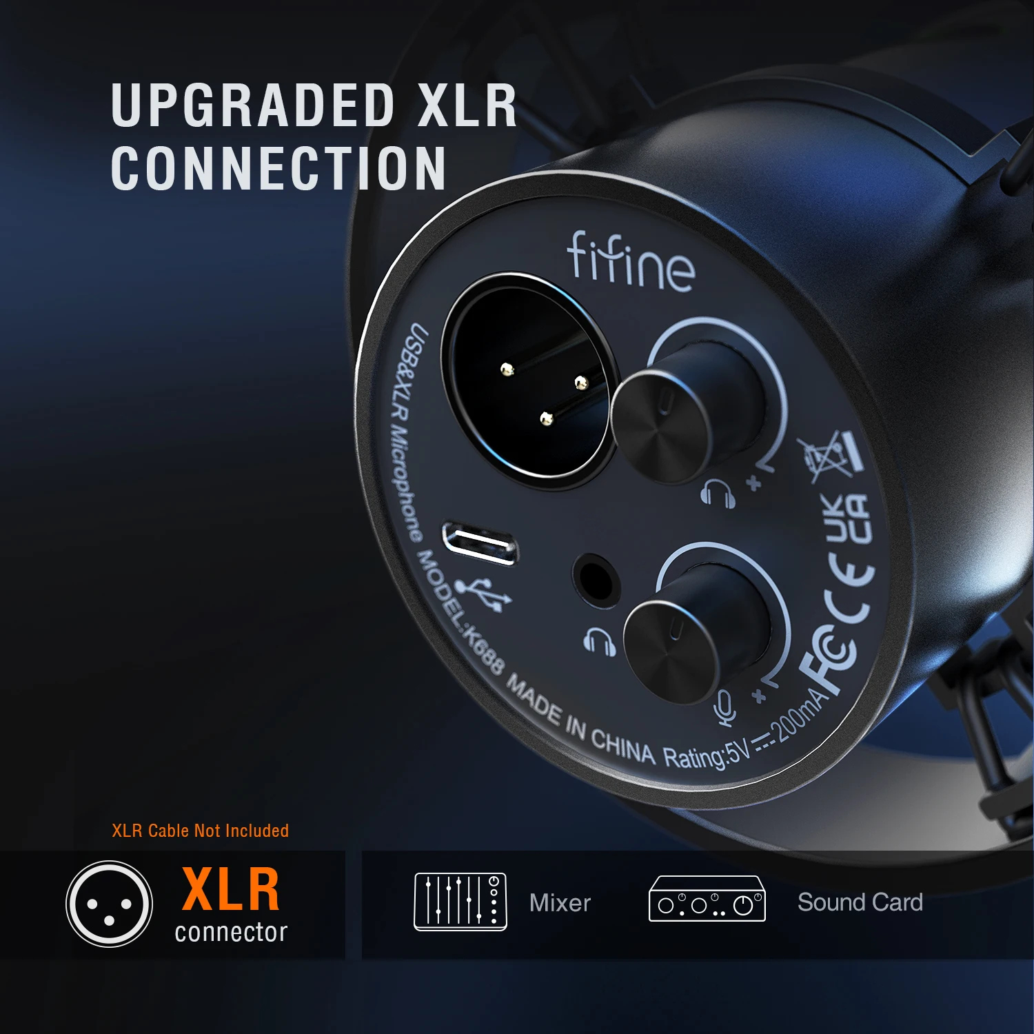 FIFINE K688 XLR Dynamic Microphone USB Streaming Mic