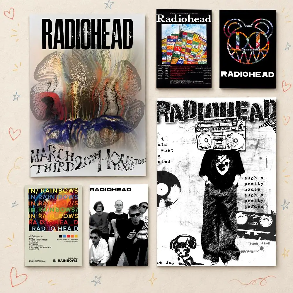 Band R-Radiohead Poster HD PP Waterproof Wall Decor for Living Room Bedroom Gaming Room Cafe Unique Gift