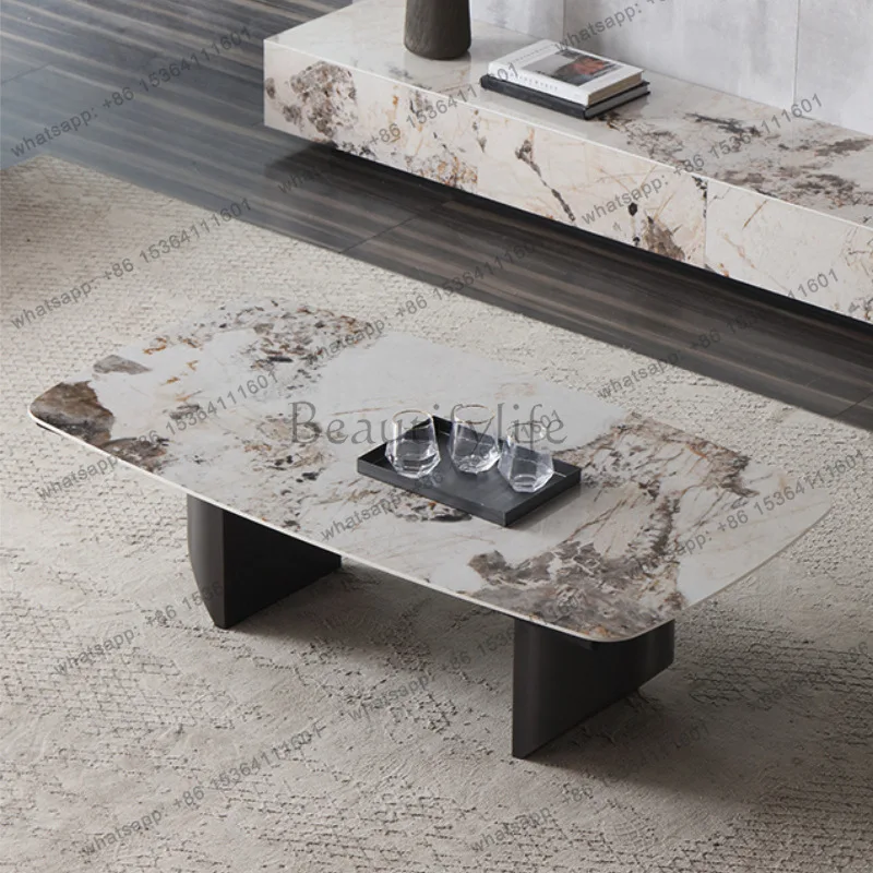 Customization Italian Minimalist Rock Slab Square Coffee Table Household Living Room Modern Simple Rectangular Tea Table
