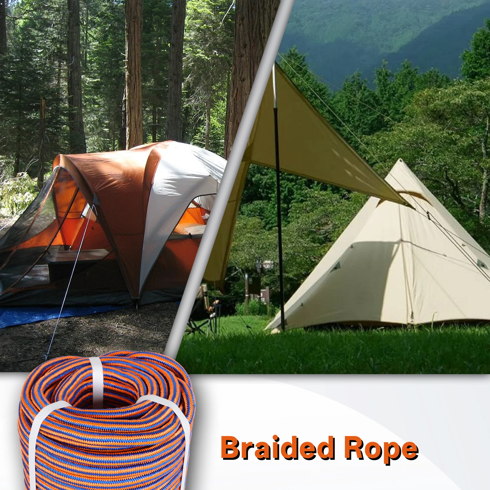Высокопрочная плетеная полиэфирная веревка 8000 фунтов, 1/2 дюйма, 12 нитей, 100 футов, оранжево-синяя, для такелажа по деревьям, арбориста