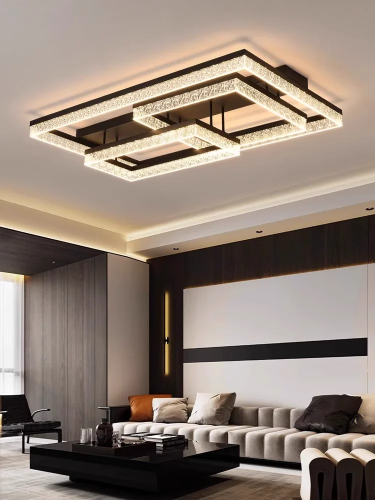Modern balck large ceiling lamp Nordic Acrylic rectangle ceiling light for living room bedroom hotel hall foyer Led lighting