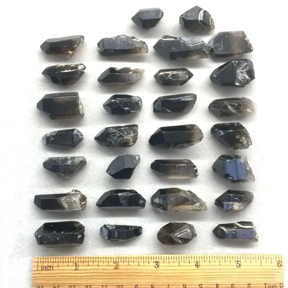 30pcs Smokey Morion Quartz Natural Black Smoky Crystal Points Stone Short Tips
