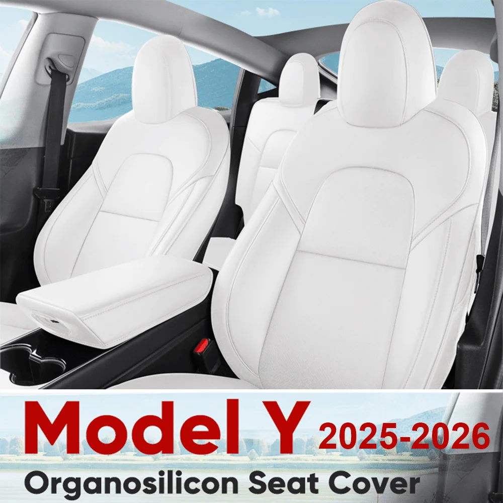 

Car Seat Covers for New 2025 2026 Tesla Model Y Juniper Nappa Leather Car Interior Seat Airbag Compatible Cushion Cover Full Set