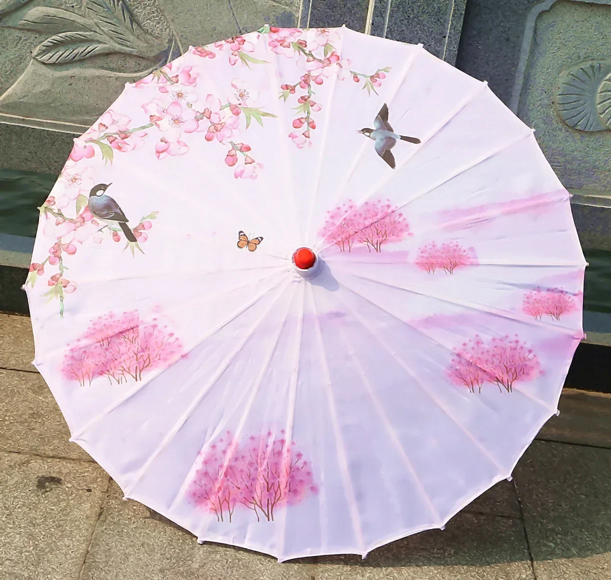 Oil-paper Fringe Rainproof Cloth Umbrella Ancient Props Hanfu Dance Umbrella Performance Classical Decorative Craft Umbrella