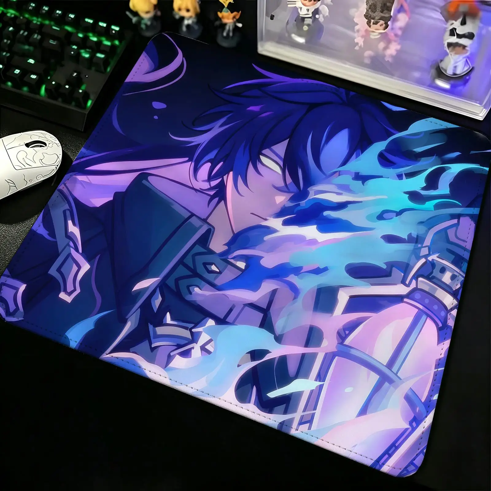 Compact Gaming Mat Reinforced Stitched Border, genshin impact Flins S/M/L Sizes Portable Laptop Desk Pad for Office & E-sports