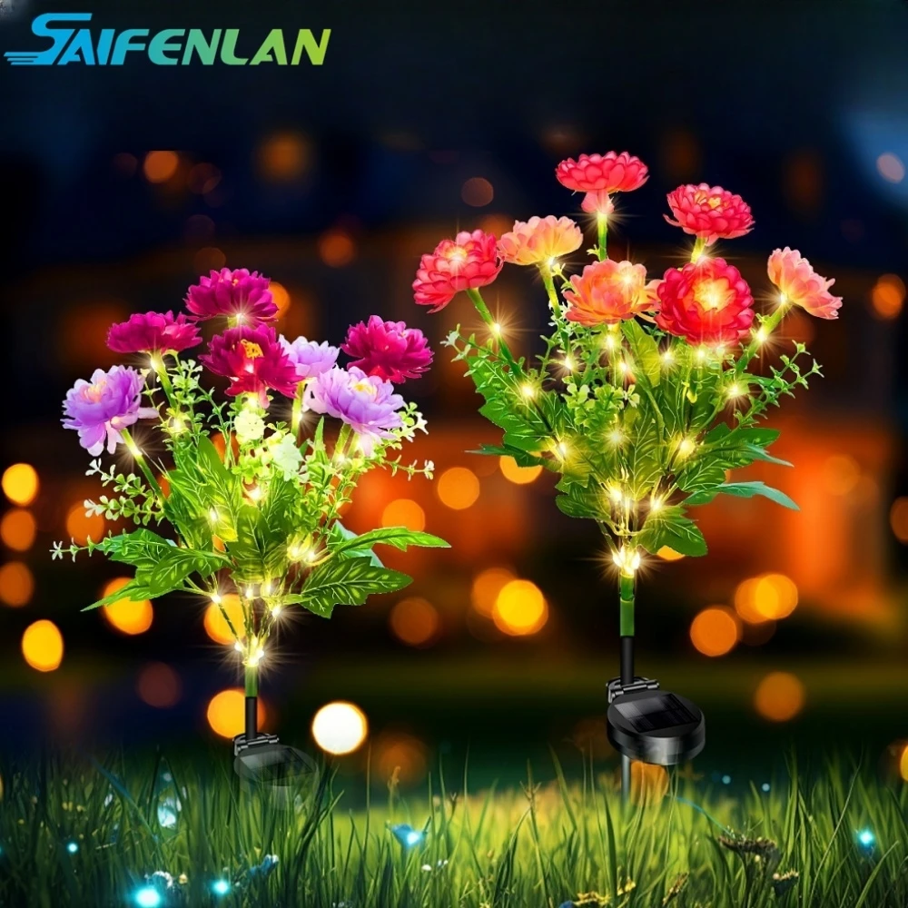 

Solar Snow Lotus Flower Light LED Pathway Light 7-Head Flower Branch Garden Patio Decorative Lamp Outdoor Wedding Decorations
