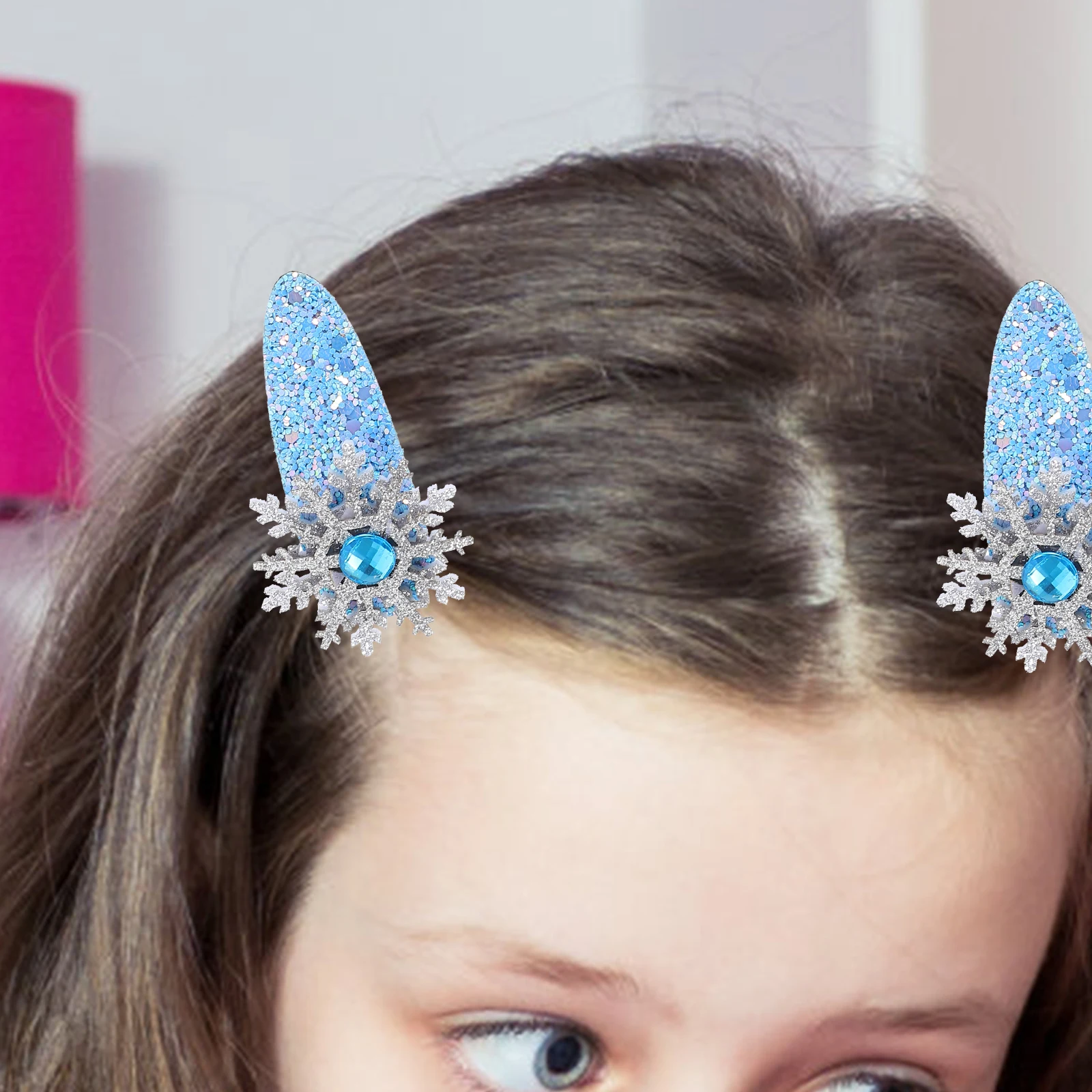 4Pcs Bowknot Snowflake Hair Clips Delicate Hair Accessories for Birthday Christmas Party Headdress Snowflake Hairpin