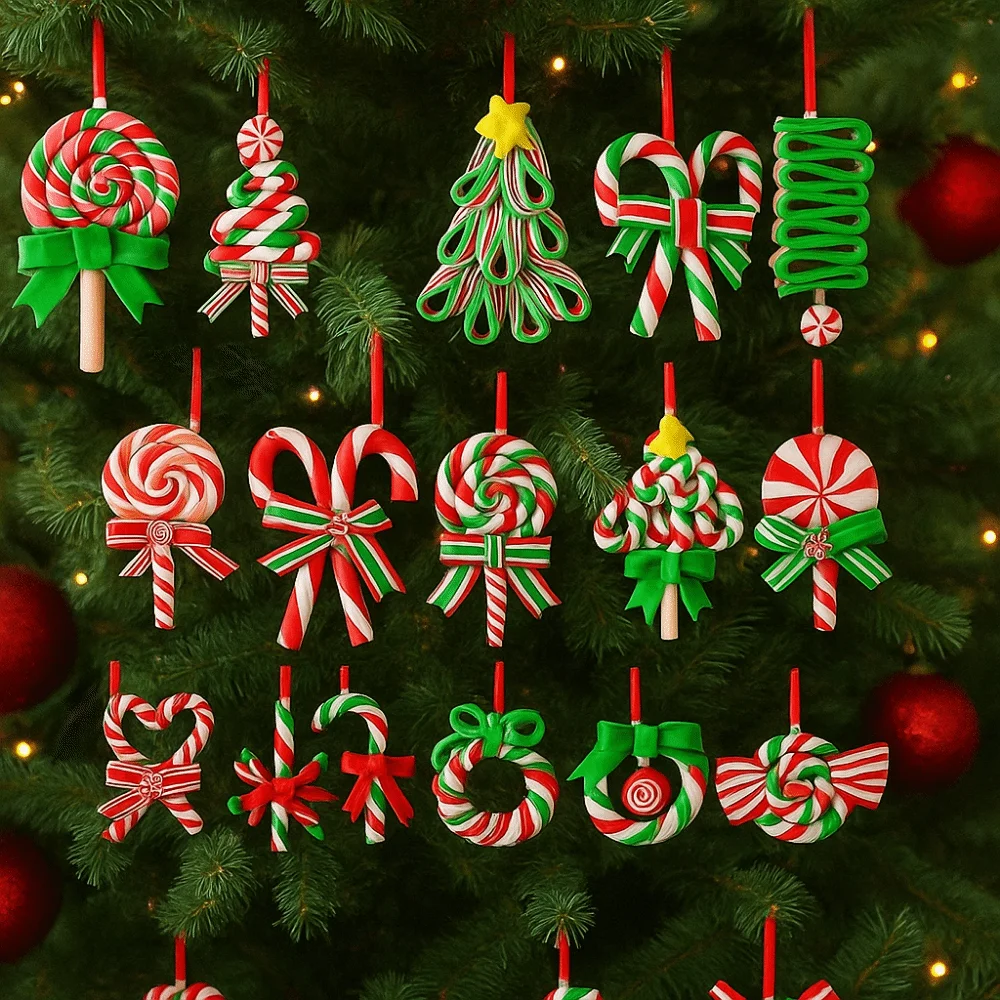 

16/32Pcs Creative Christmas Lollipop Ornaments Handmade Decorative Christmas Tree Ornament DIY Craft Colorful