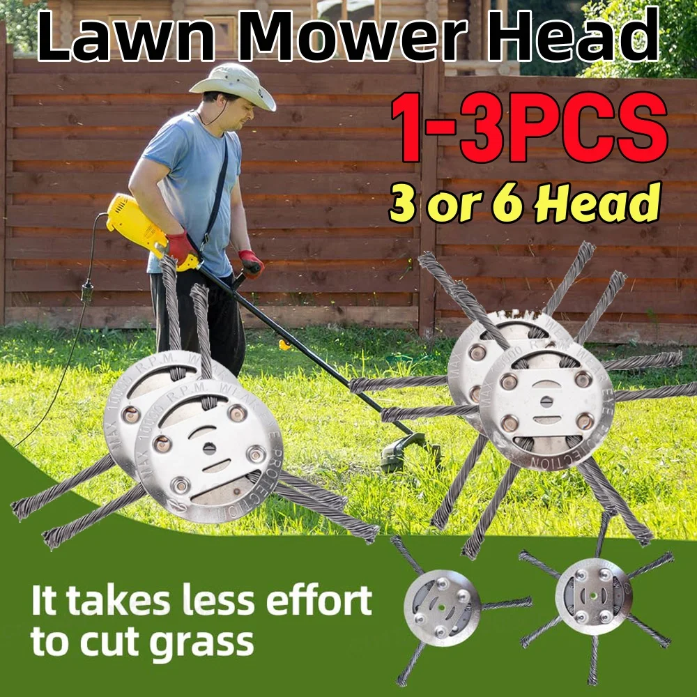 

1-3PCS Universal Weed Brush Head Steel Wire Wheel Grass Trimmer Head Removal Moss Rust Lawn Mower Grass Brush Disc Weed