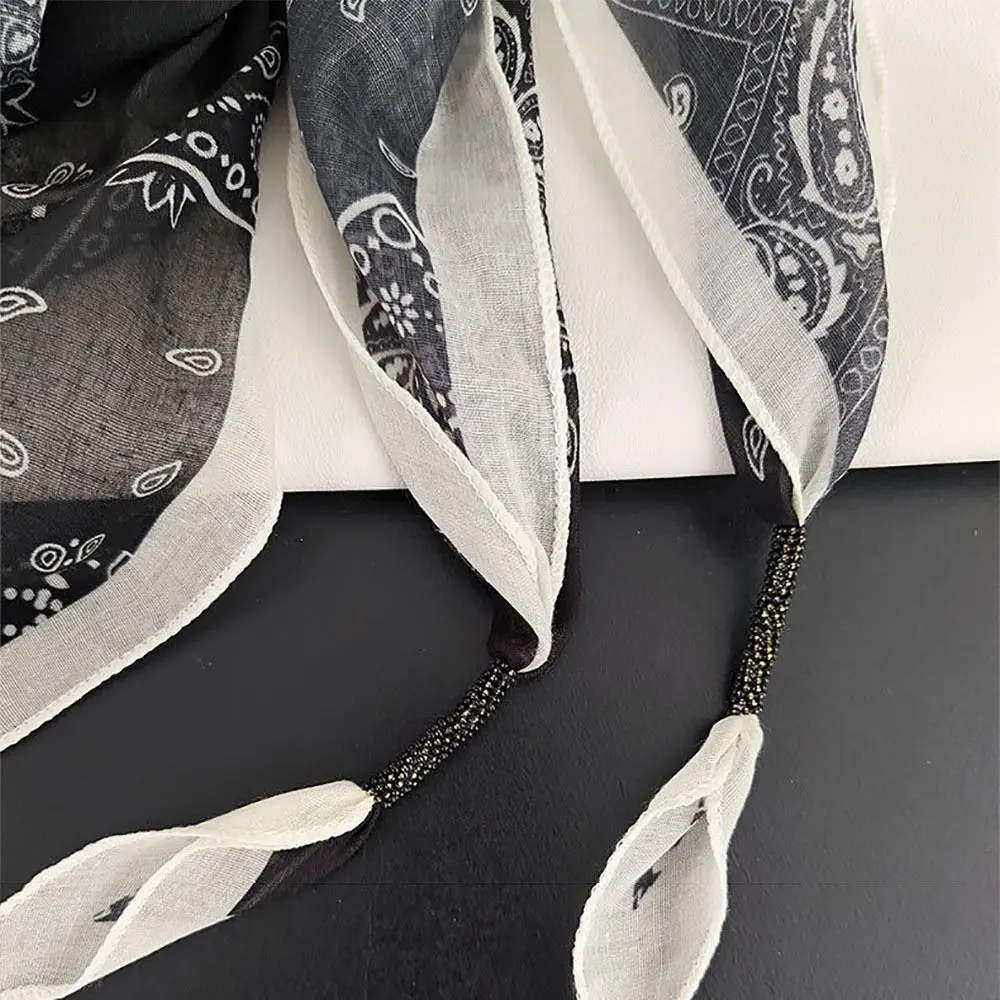 chic Multi-functional Floral Triangle Scarf Floral cotton Women's Necktie Triangle Tie-Dye Waist Belt Matching Pants