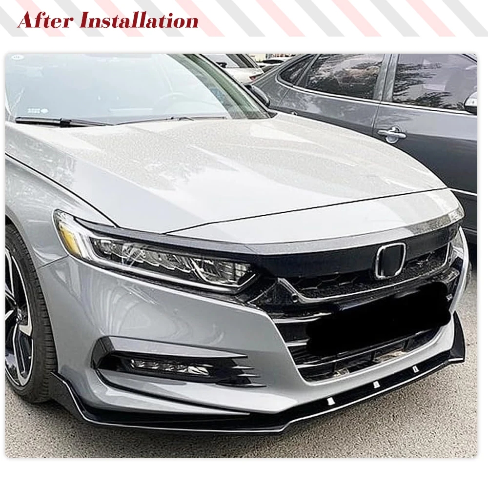 Car Front Spoiler for Honda Accord 2018-2020 Front Bumper Lip Splitter Air Dam Bumper Lip Spoiler Trim Protector ABS Gloss Black