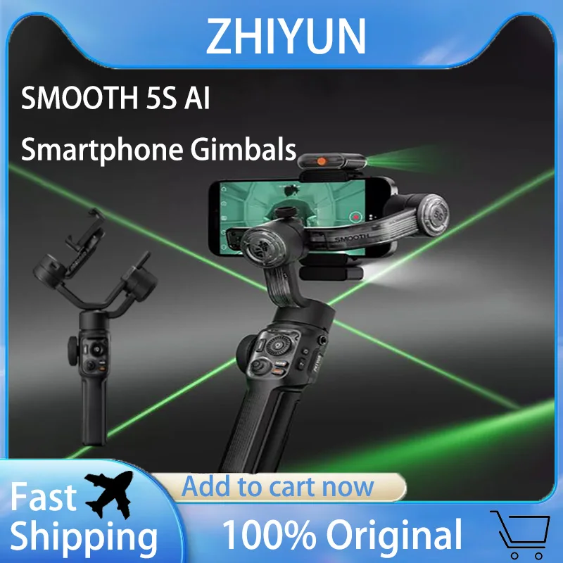

ZHIYUN SMOOTH 5S AI Подвески для смартфонов с защитой от сотрясений Ручной стабилизатор Follow-Up AI Трехосный 360° ° Движение для прямой трансляции