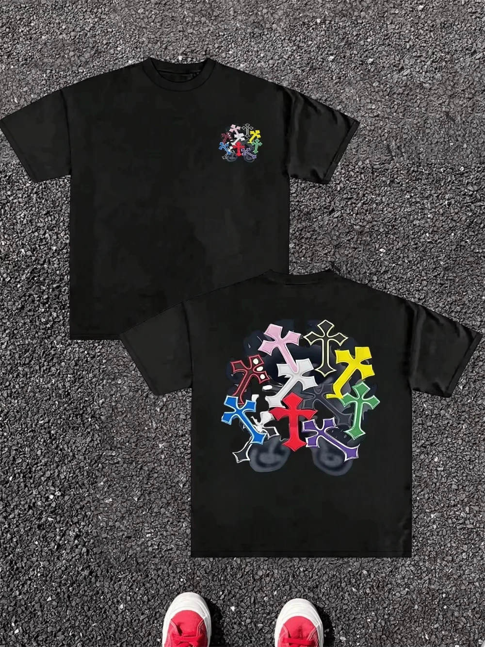 2026 Vintage Multi Color Abstract Ornament Graphic T-Shirt Kids Adults Pure Cotton Crew Neck Short Sleeve Streetwear Casual Te