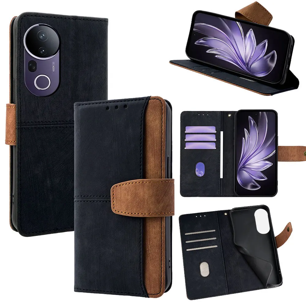 

Color Collision Vintage Leather Wallet Flip Case for Tecno Pop 10 9 8 Pova 7 Ultra 6 Neo 5 Pro Slim 5G Curve 2 Phone Cover Funda