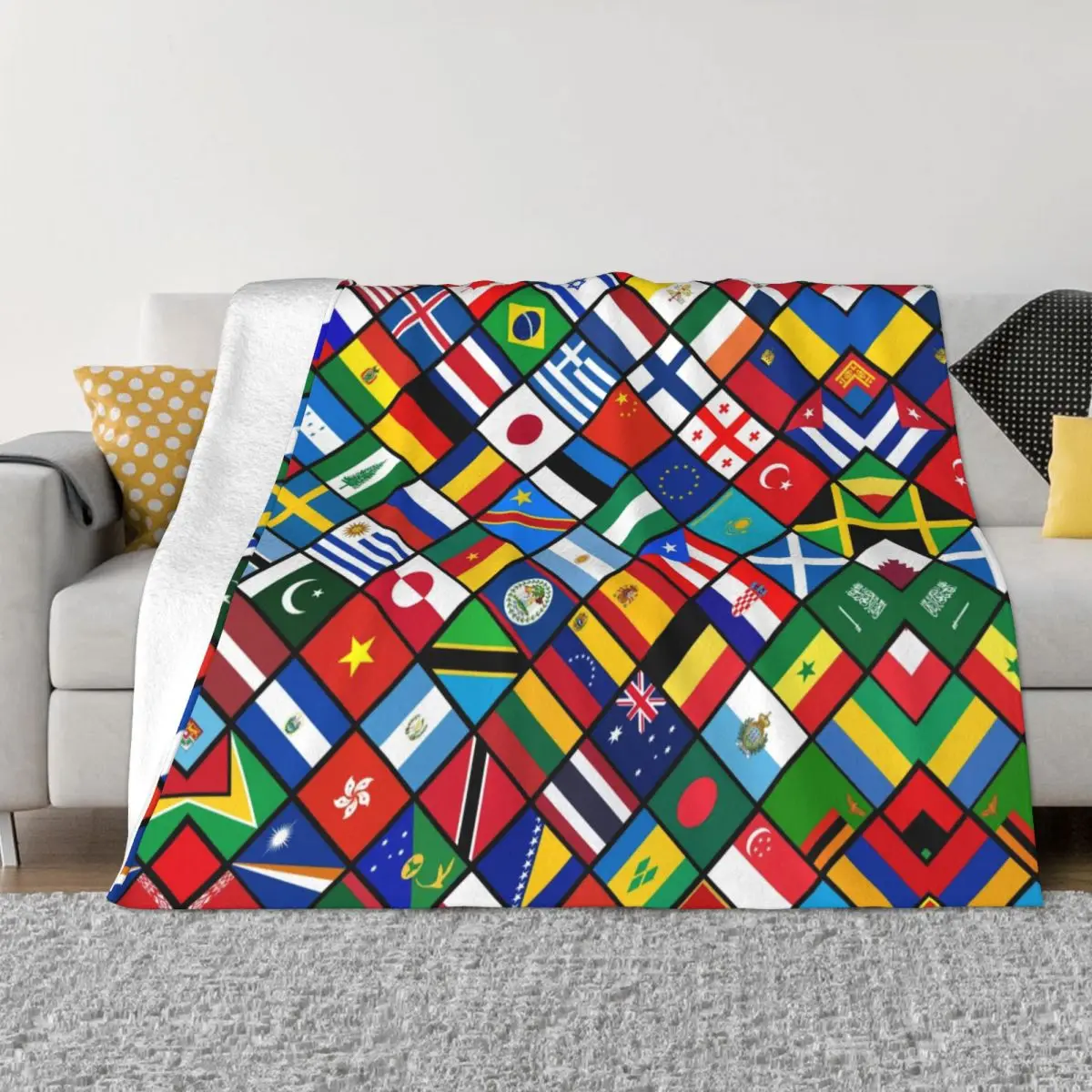 Flags Of The Countries Of The World Blanket Fleece Warm Flannel Informative Throw Blankets for Sofa Travel Bedding Bedspread