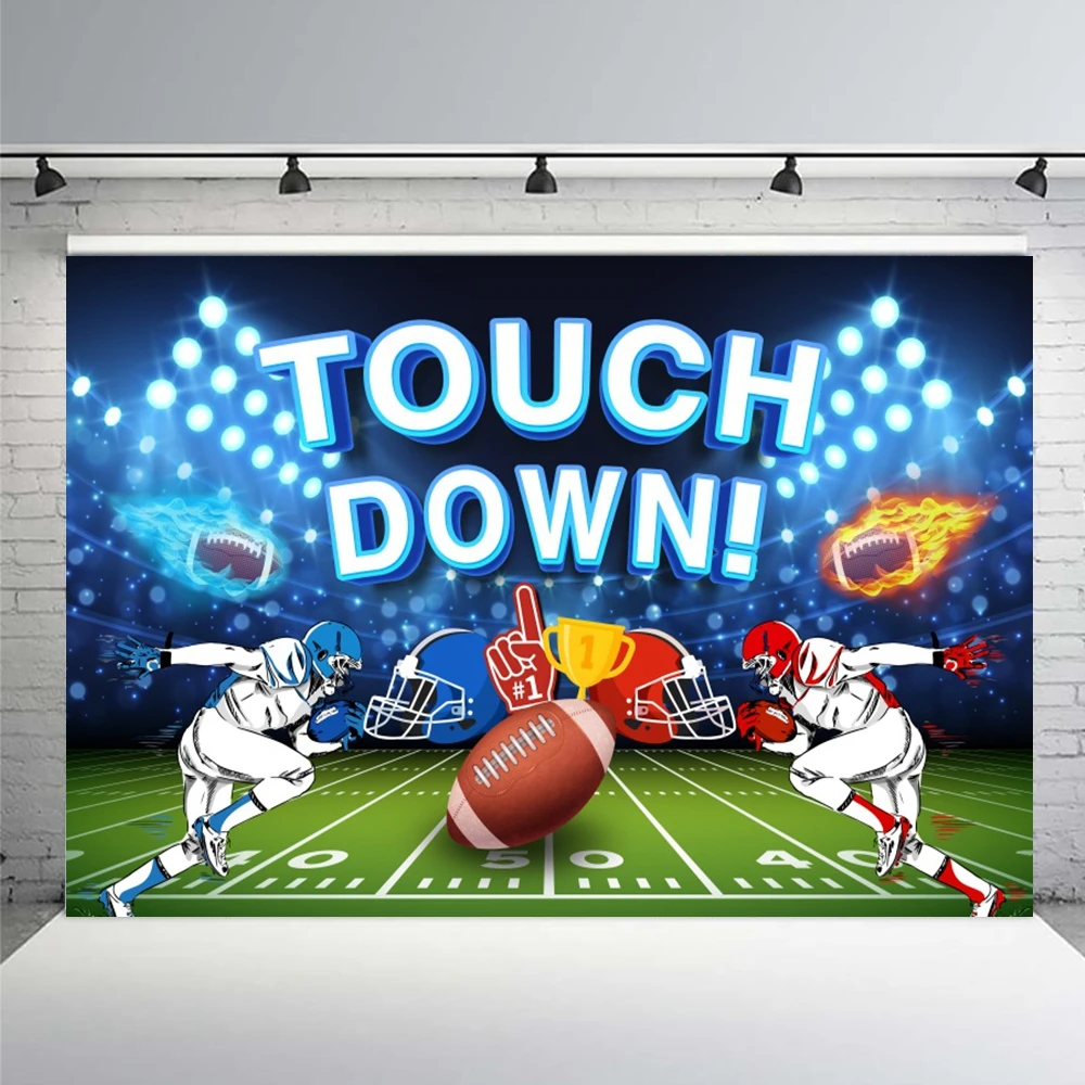 American Super Bowl Backdground Photography Touch Down Rugby Field Sport Stadium Baby Boy Kids 1st Birthday Party Photo Backdrop