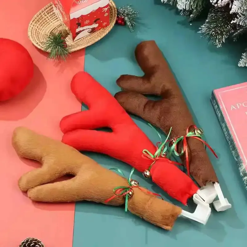 

Christmas Car Decoration Antlers Red Nose Set Reindeer Decoration Vehicle Red Nose Elk Horn Decor Set Christmas Ornament New