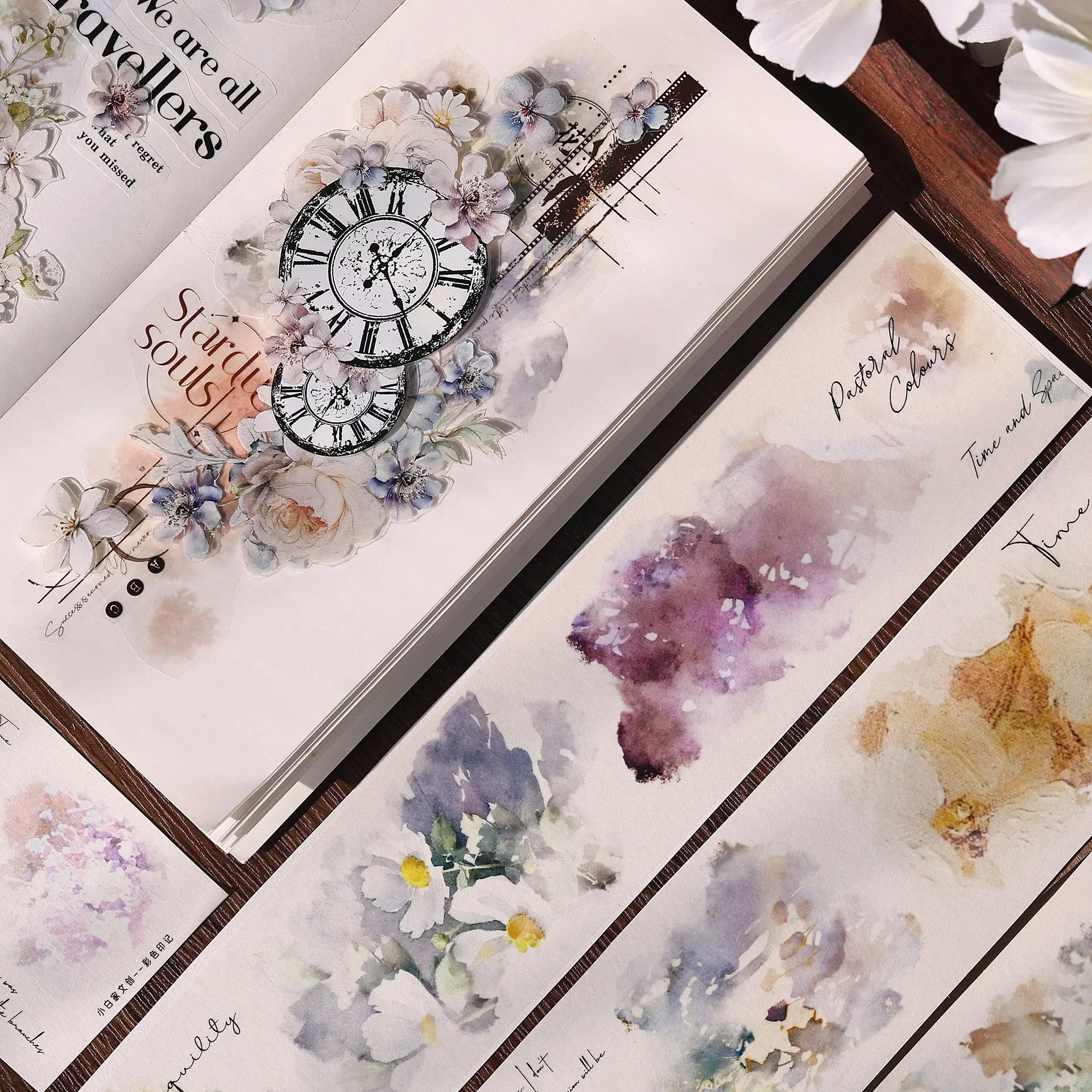 Color Imprint Light Retro Smudge Base Washi PET Journalbook Sticker Card Tape