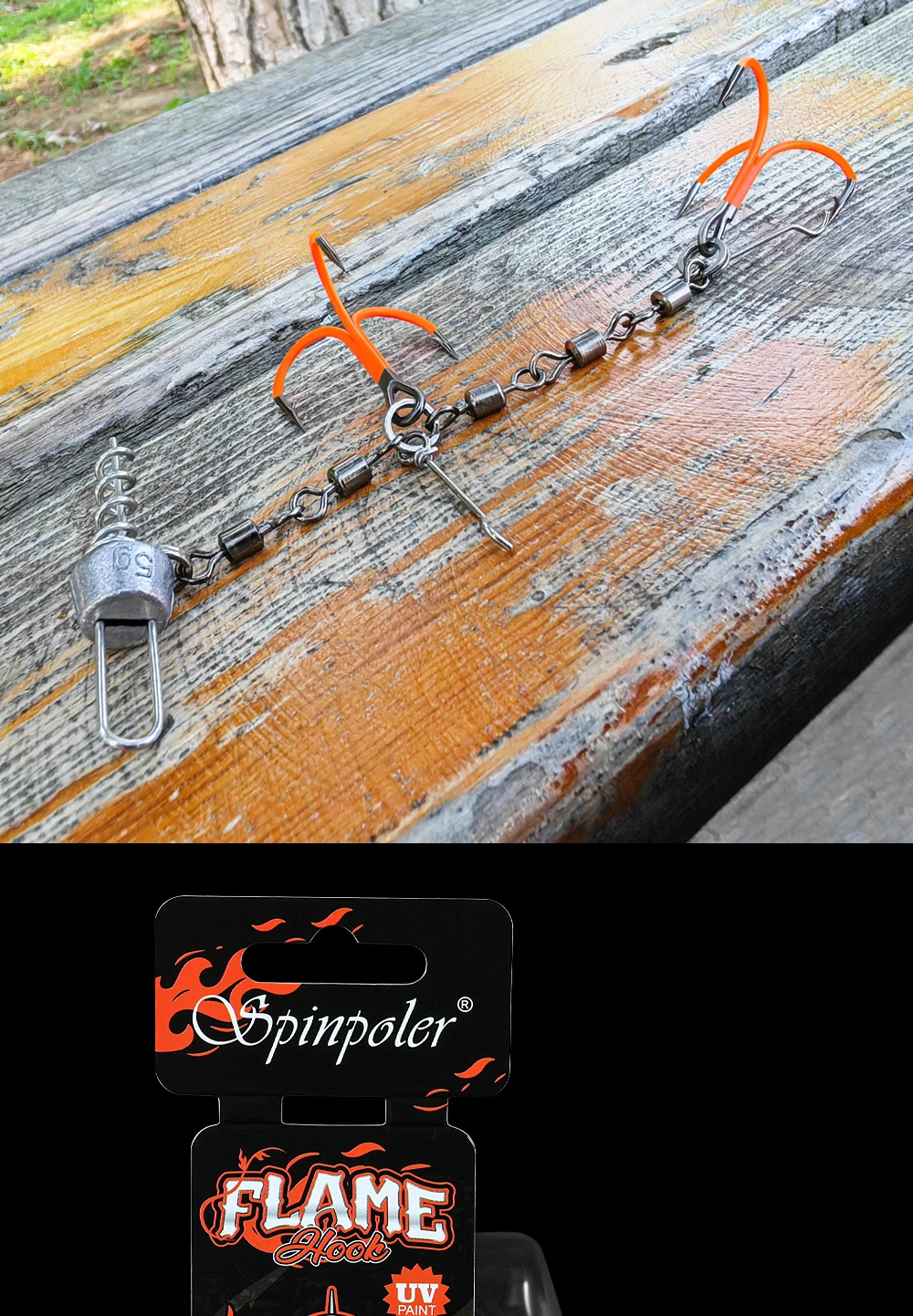 Spinpoler Multi-Depth Flame Stinger Rig UV-Haken mit einstellbarem Sinkergewicht für weichen Köder, Hechtangeln, Köderguss, Trolling, Pesca – Detail 8
