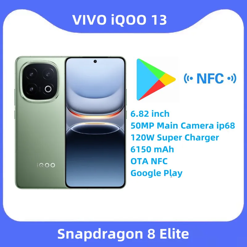 .Original ViVO iQOO 13  Snapdragon 8 Elite 6.82 inch 50MP Main Camera ip68 120W Super Charger 6150 mAh OTA NFC Google Play