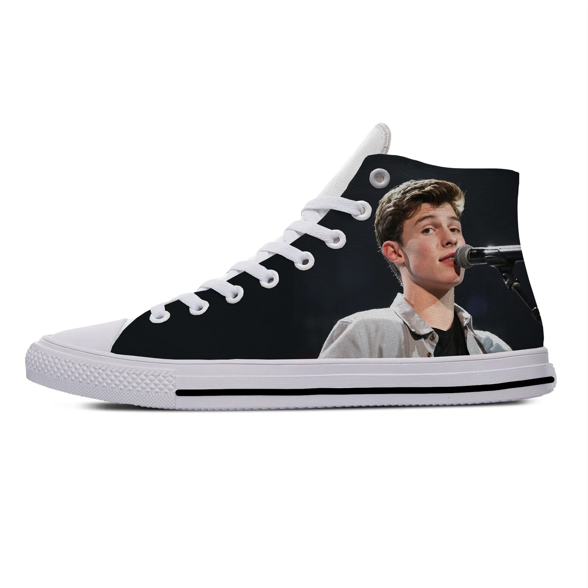 Hot Summer Shawn Mendes Pop Singer Fashion Classic Casual Shoes High Top Lightweight Breathable Board Shoes Men Women Sneakers