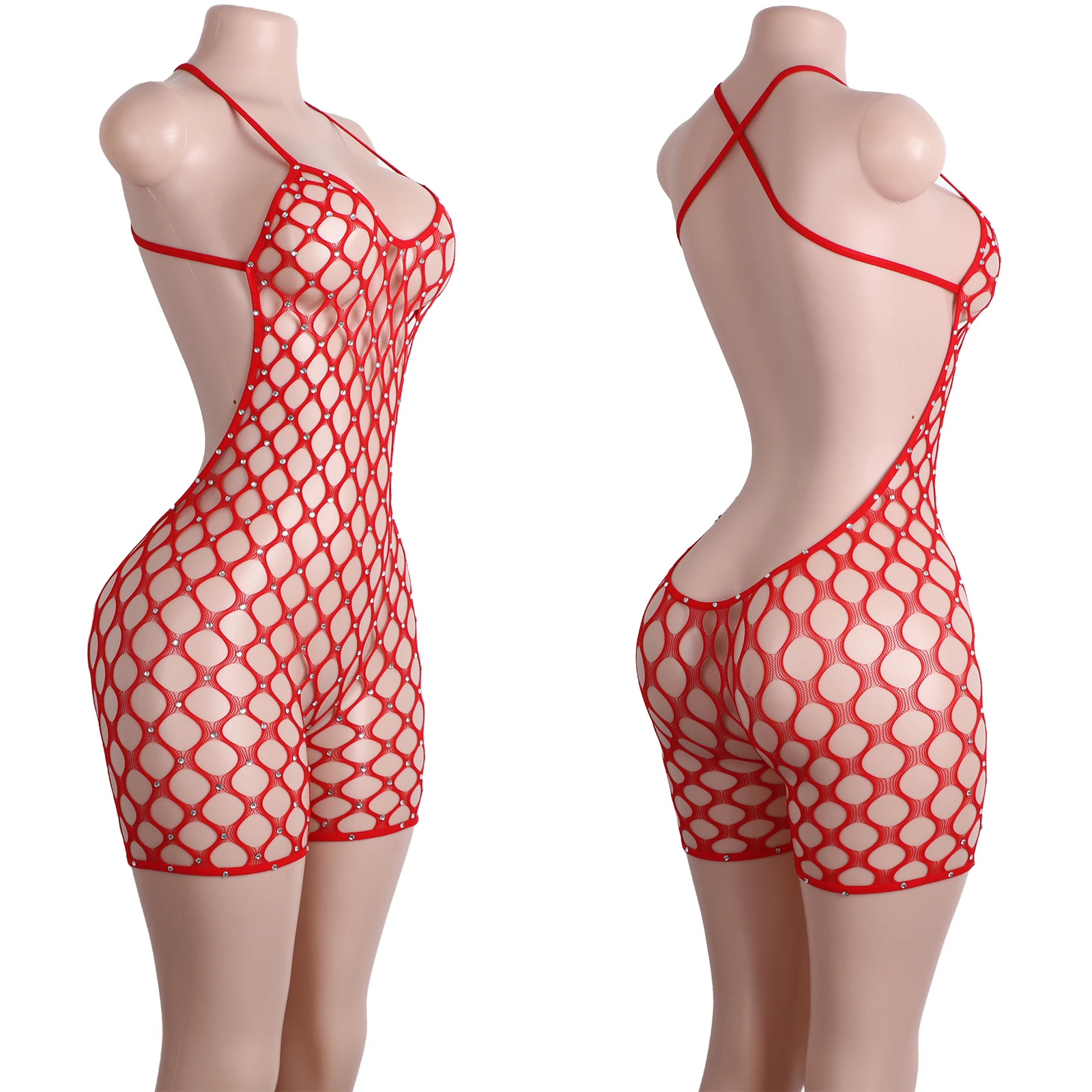 Exotic Dancewear Stripper Bodysuit Crystal Mesh Adults Strings Camisole Custom Stage Performance Club Sexy One-Piece Lingerie