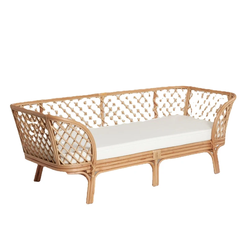 

Nordic real rattan sofa, bamboo and rattan designer balcony three-person leisure rattan chair ins hotel homestay
