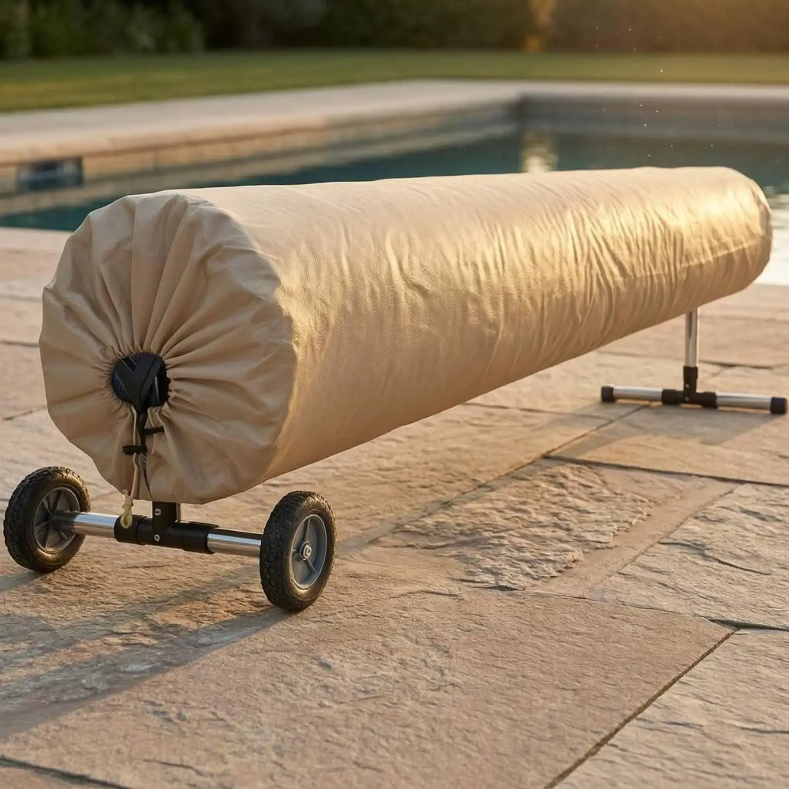 Solar Pool Enclosure Sun Protection Drawstring Pool Enclosure Hook-and-Loop Fastening for Outdoor Use