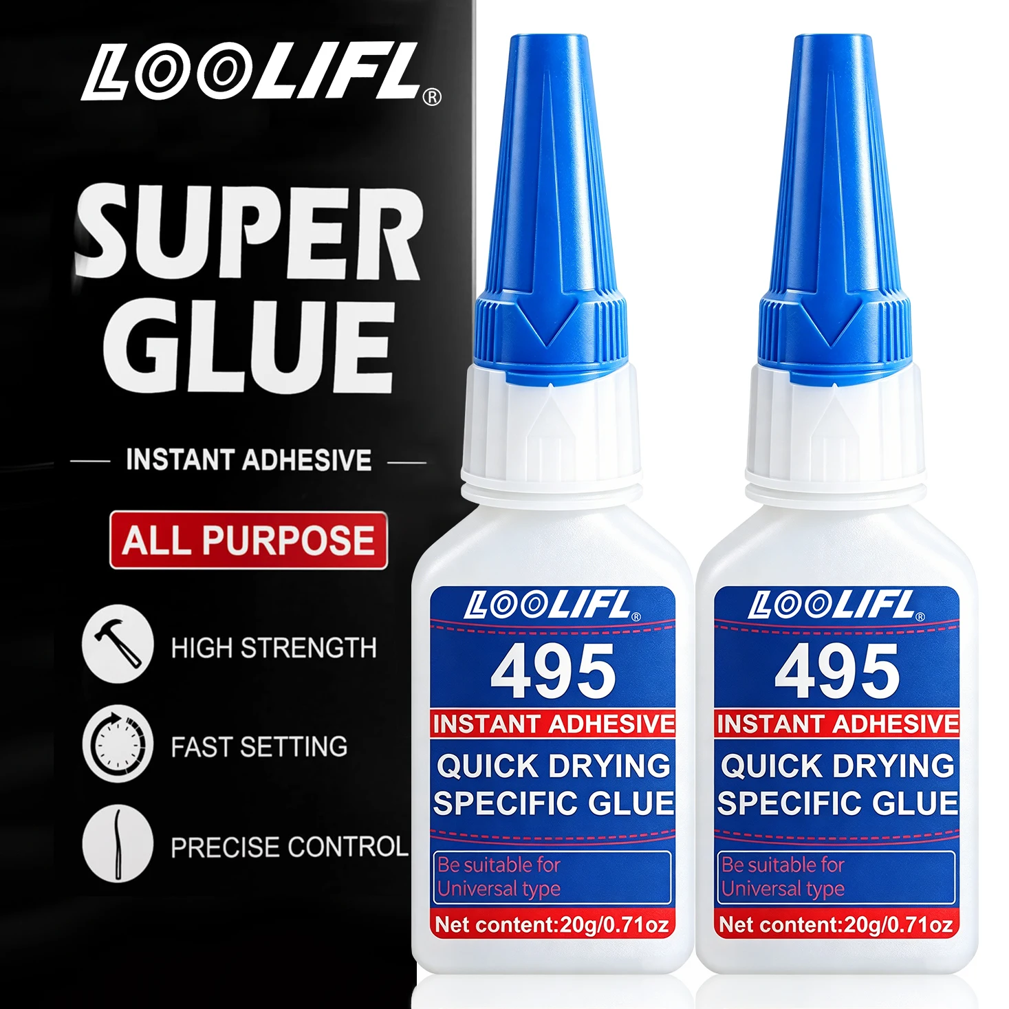 495 Super Glue 20g(0.71oz) All Purpose Liquid Adhesive for Plastic – Bonds Wood, Metal, Rubber, Ceramic Industrial Grade Adhesive