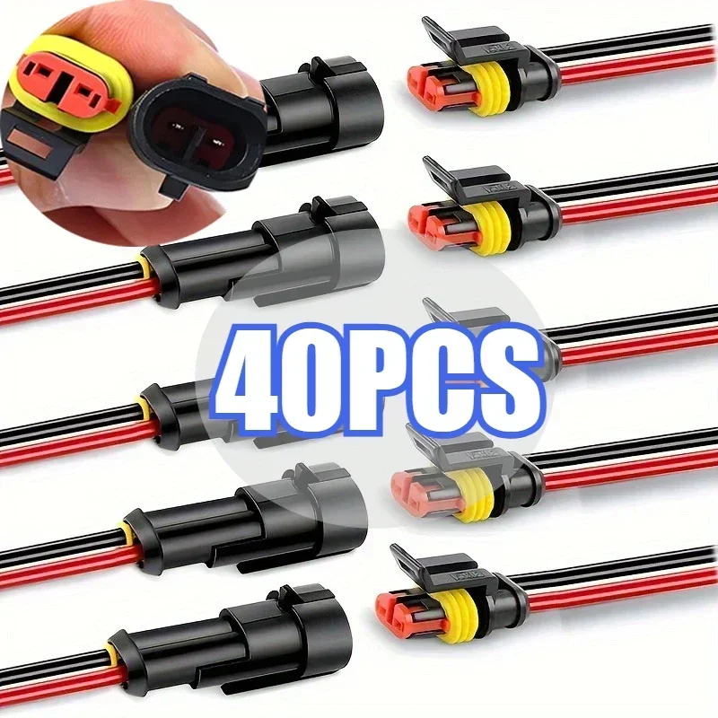 10 stks/5 sets 2 Pin Way Connector Waterdichte Connectors Mannelijke & Vrouwelijke Manier 20 AWG Draad voor Auto Vrachtwagen Boot elektrische Connector