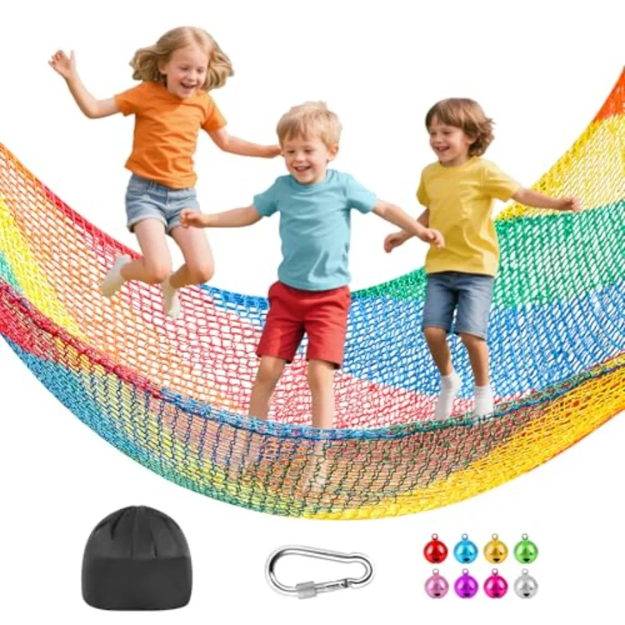

Double Layers Climbing Cargo Net - Heavy Duty Playground Safety Net for Backyard, Tree Fort Jungle Gyms Coloured Polypropylene,