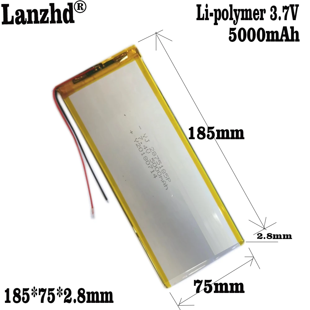 1-10PCS New 2875185 5000mAh 3.7V Li Polymer Battery Cell For Table computer medical equipment engineering equipment