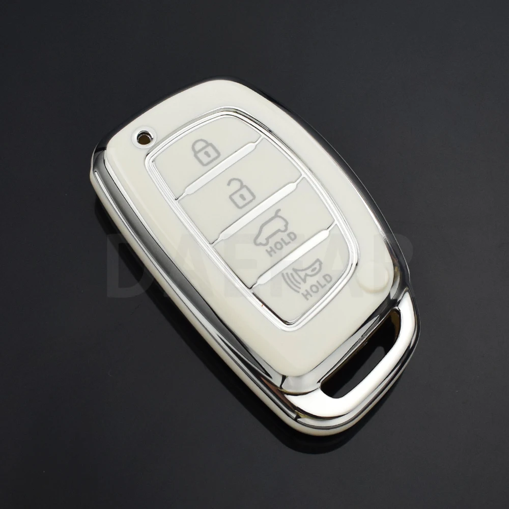 For Hyundai Creta Ix35 Ix45 I10 I30 I40 Tucson Santa Fe Rena Sonata Elantra 4 Buttons TPU Car Smart Key Case Cover Accessories