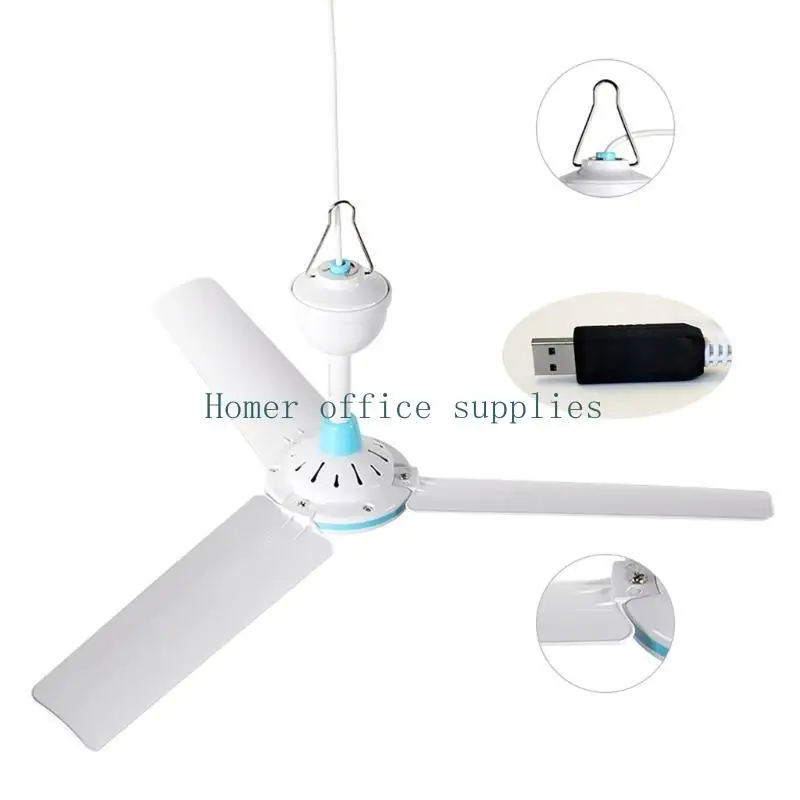 K43B Witte USB-plafondventilator met afstandsbediening USB-plafondventilator Ophangventilator 445 kabel