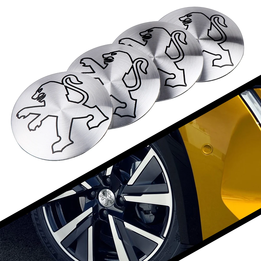 4Pc 60MM Original Hub Cap Car Wheel Center Cover Tire Hub Sticker For Peugeot 301 307 308 406 508 2008 3008 5008 108 607 107 306