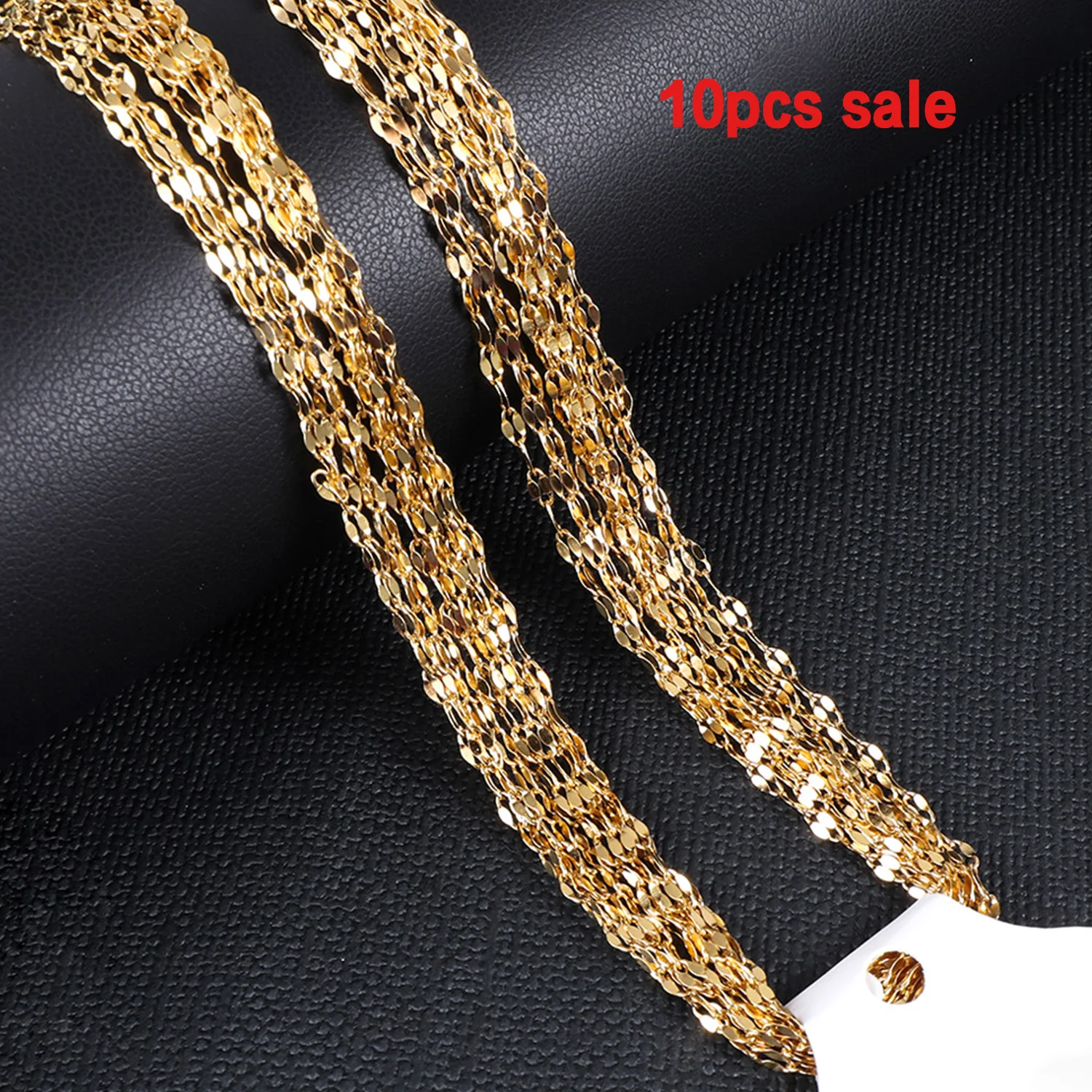 

ASON 10pcs/lot Wholesale Handmade Choker Accessories Stainless Steel 18k Gold Plated Chains Necklace Women Men Colliers Jewelry