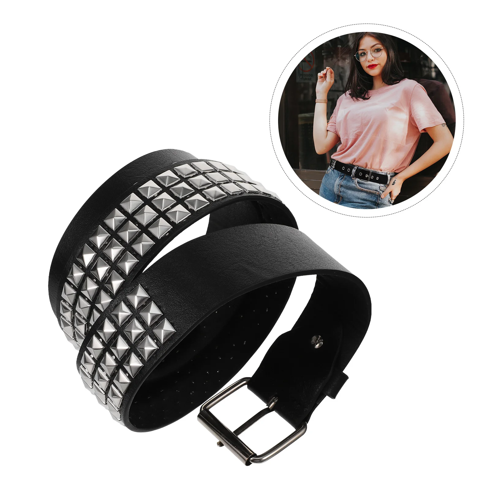 

1Pcs Metal Waist Belt Punk Waist Chain Rivet Waistband Fashion Clothing Accessory Adjustable Long Comfortable Strap