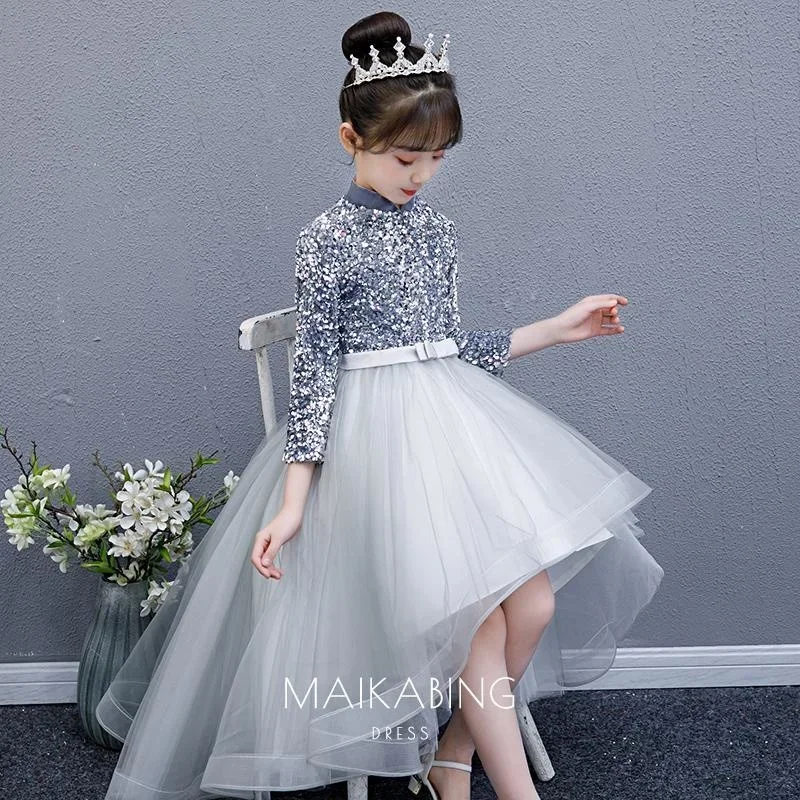 Evening Princess Girls Party Sequins Prom Tulle Dress Fluffy Flower Girl Winter Velvet Wedding Toddler Dresses For New Year 2023