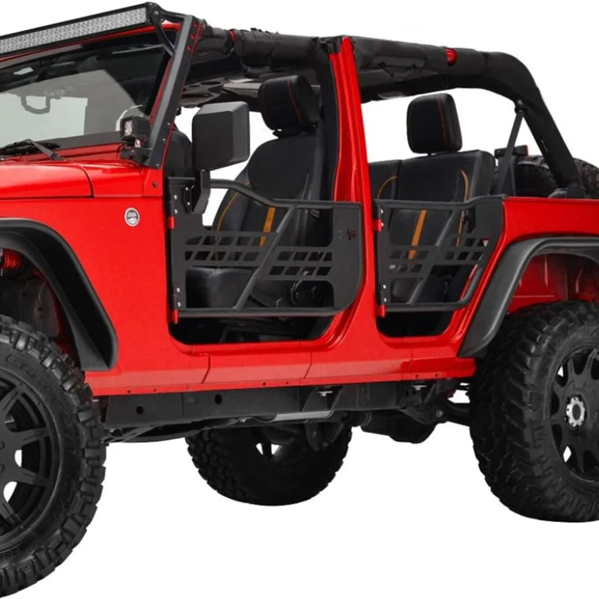 VISHN for Jeep 2018-2024 Wrangler JL Gladiator JT 4-Door Off-Road Safiri Half Door w/ Mirror Black Steel Tubular Half Door