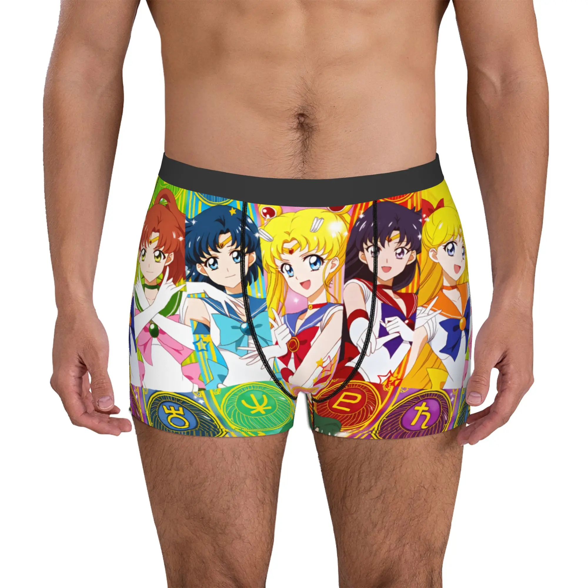 Ropa interior de Sailor Moon Mercury Mars con estampado de Chibi Moon Pluto, calzoncillos tipo bóxer, pantalones cortos, calzoncillos suaves