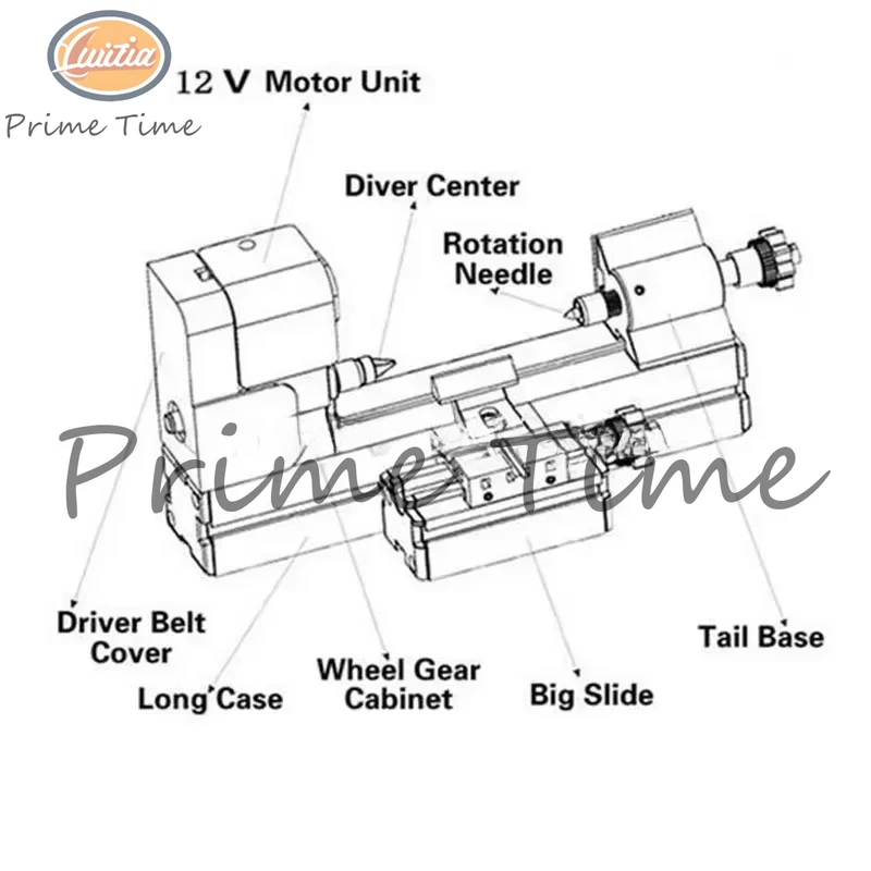 W10003 20000rpm Mini Lathe Woodworking Machinery Processing Teaching Model, DIY Metal Universal Machine Mini Lathe