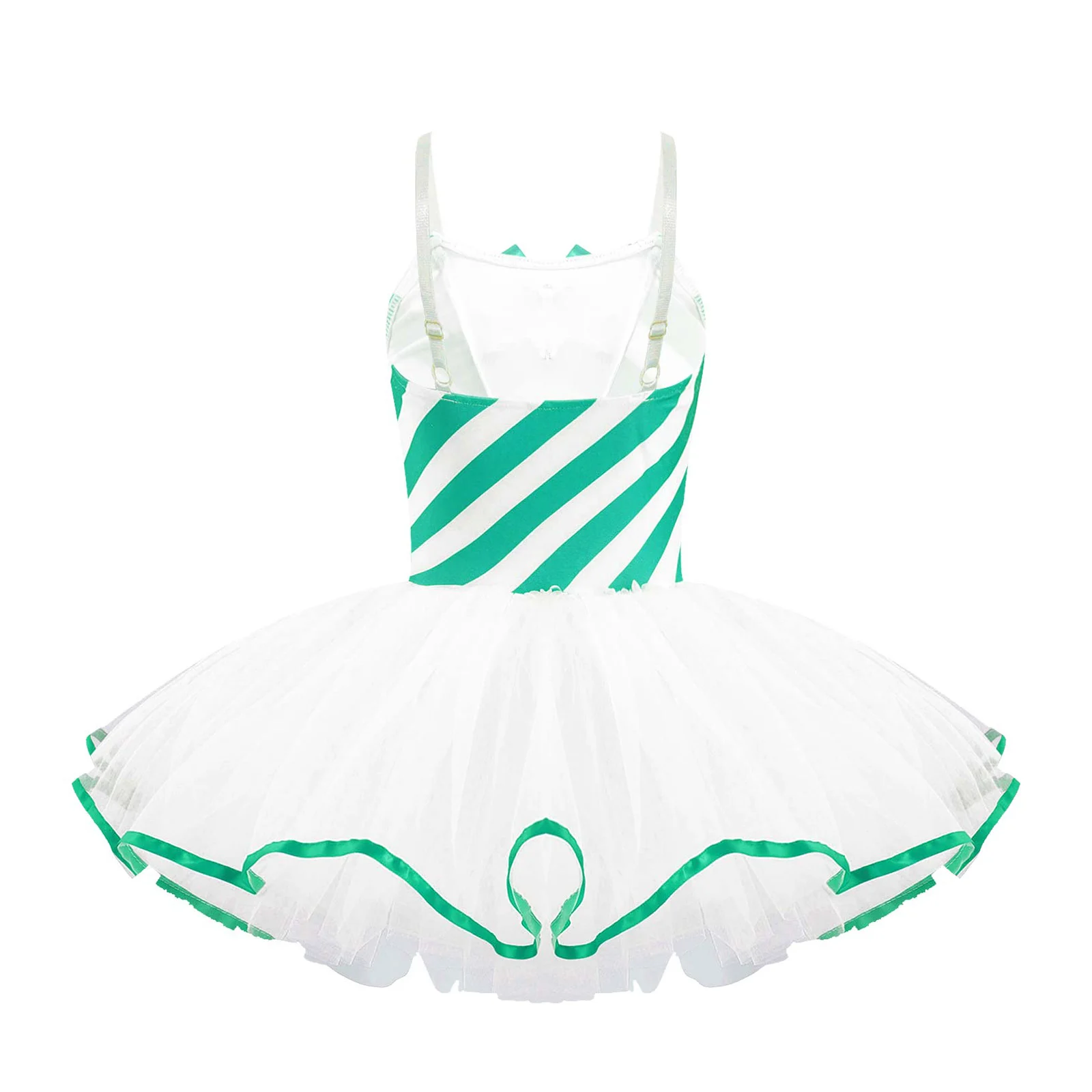 Kids Girls Striped Candy Cane Costume New Year Gift Ballet Dance Tutu Figure Ice Skating Dress Holiday Christmas Party Costumes