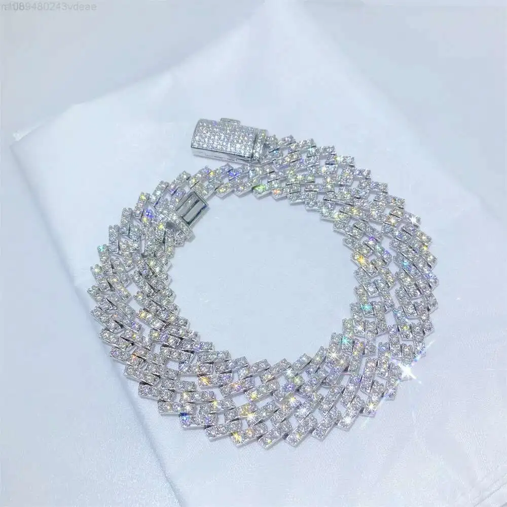

Hip Hop Jewelry Heavy Mens Moissanite Diamonds 22 Miami Cuban Link Chain Necklace 8mm Sterling Silver Cuban Chain