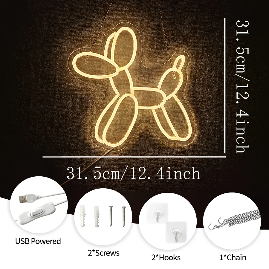 Balloon Puppy Neon Sign For Wall Decor, Dog Neon Light Perfect For Holiday And Birthday Gift, Party Decor, Room, Bar, Restaurant