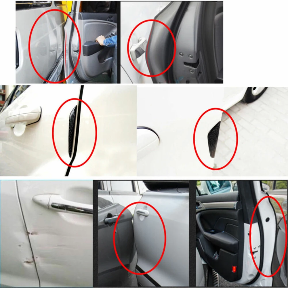 4pcs Car Door Edge Anti-collision Protector Bar Stickers Universal Carbon Fiber Car Door Side Edge Guard Protection Trim Sticker