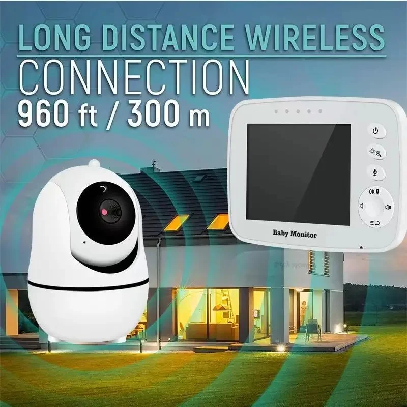5'' Video Baby Monitor 2.4G Mother Kids Night Vision Zoom PTZ Video Surveillance Cameras With Temperature display Screen ABM501