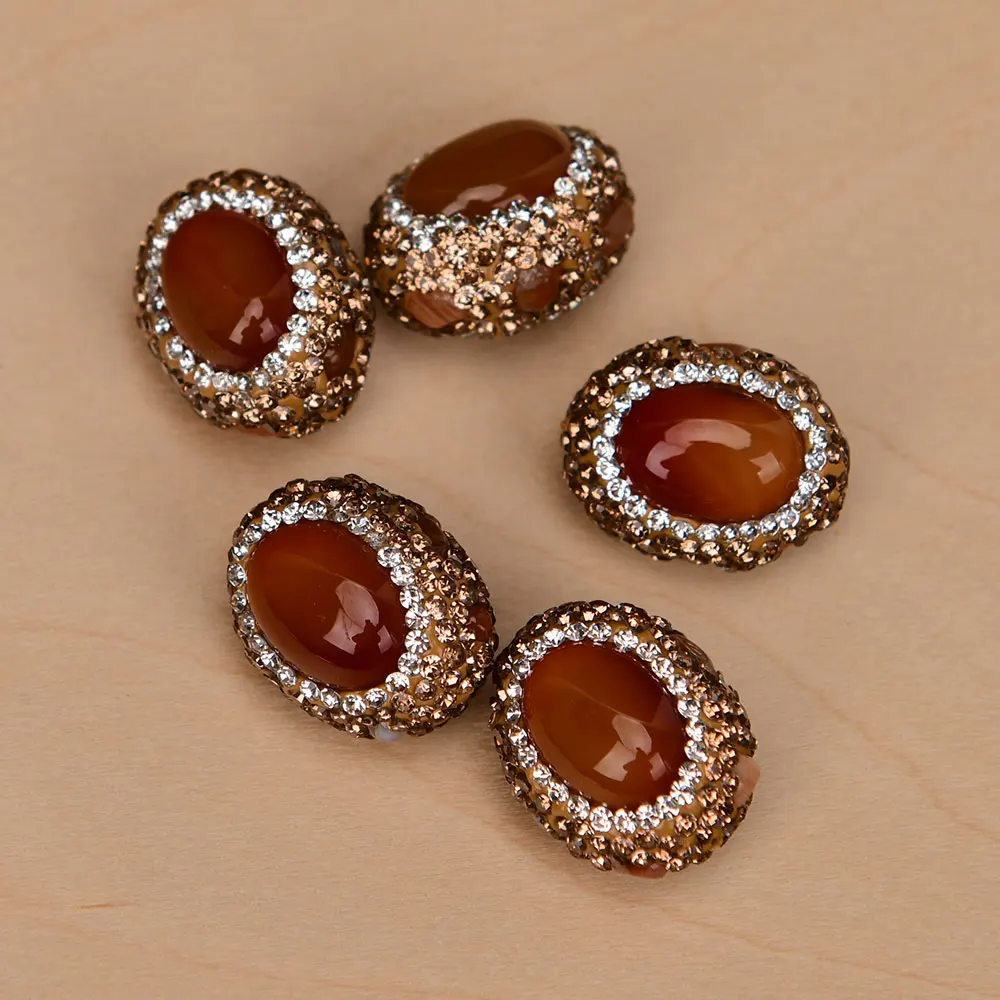 

APDGG 10 Pcs Natural Carnelian Red Agate Crystal Paved Egg Nugget Beads Jewelry DIY