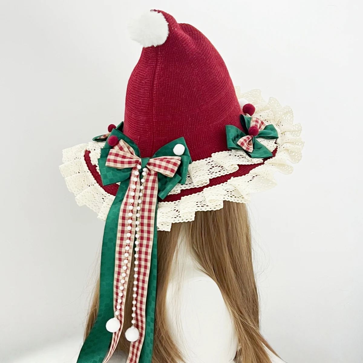 Christmas Witch Hat Set - Women's Gothic Lolita Top Hat & Kids Bowknot Witch Accessory